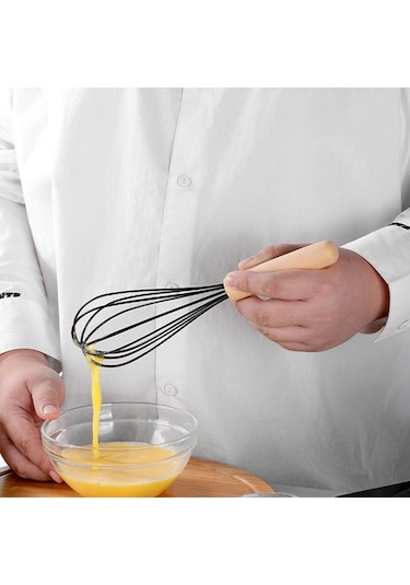 Nane Yeşili 1 Adet Silikon Yumurta Çırpıcı Çırpma Teli Ahşap Saplı Mutfak El Yumurta Çırpıcı Alet Mutfak Gereçleri Pişirme Aksesuarları Yeşil