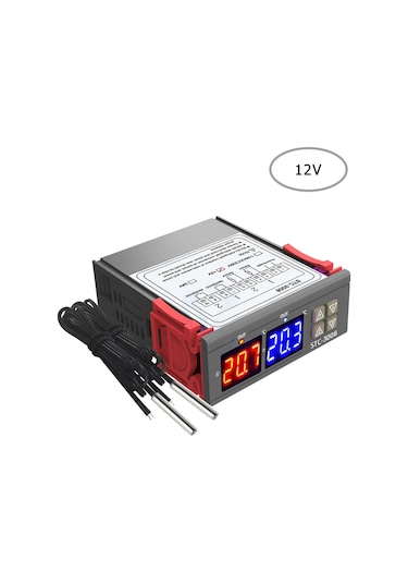 Geeroyoo Stc-3008 Çift Ekranlı Sıcaklık Kontrol Cihazı, Isıtma Soğutma Modlu, Geniş Kullanım Alanı, 12v