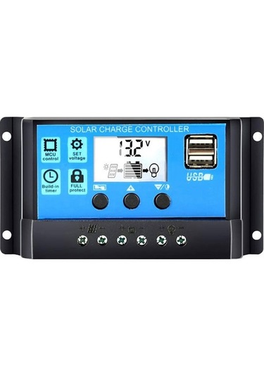 Evrensel Güneş Paneli Kontrol Cihazı Akü Şarj Regülatörü 12v/24v Otomatik Çift Usb İle Dıy Güneş Enerjisi İçin