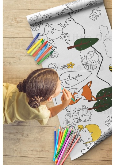 Melolisa Neşeli Orman Temalı Aktivite Rulo Boyama Kağıdı - 62cm X 2.5 Metre Dev Rulo