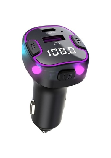 Sones C49 Tip-c + Usb Bağlantı Noktası Fm Verici Araç Bluetooth Adaptörü Ortam Işığı Mp3 Müzik Çalar Sw