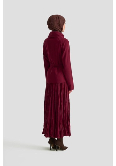 Armine Kırışık Efektli Takım 25kd1019 Bordo Bordo