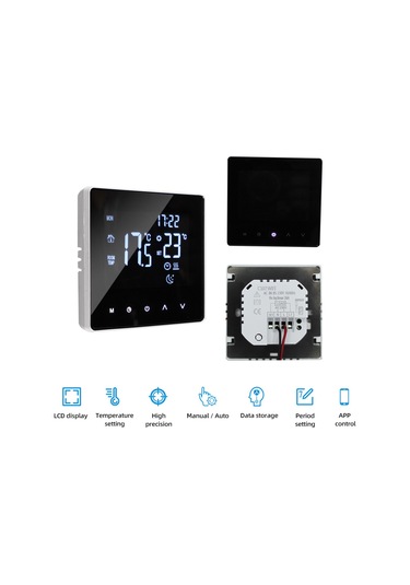 Xindoker 16a 220v Yer Sıcaklığı Kontrol Cihazı, Dokunmatik Lcd Ekran, 0-99 C Aralığı, Abs Siyah, Yeraltı Isıtma Ve Elektrikli Filmler İçin