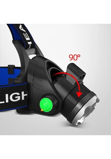 Techtic 6000 Lümen Şarjlı Kamp Balıkçı Feneri Kafa Lambası Beyaz