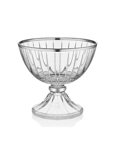 Decorium Cam Kase Ayaklı 13,5 Cm Accademia Platin M06449-ab