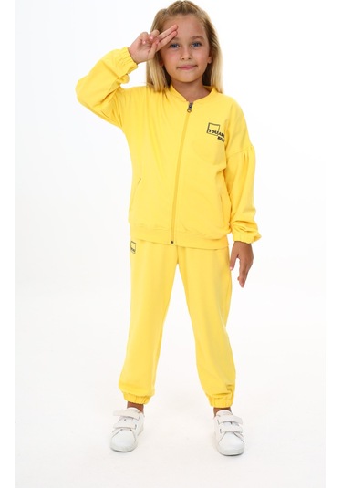 Toontoy Kız Çocuk You Are Best Yazılı Baskılı Eşofman Takım Koyu Sarı