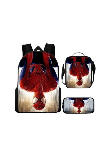 Örümcek Adam Yeni Sırt Çantası Büyük Kapasiteli Öğrenci Kişilik Okul Çantası Üç Parça Seti Stil 3