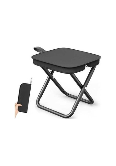 Flybuy Katlanır Güzellik Sandalyesi, Kompakt Portatif Tabure, Dayanıklı Çelik & Oxford Kumaş, Siyah Siyah