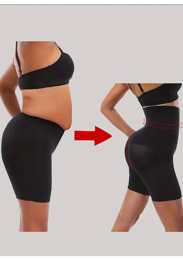 Merry See Karın Ve Göbek Sıkılaştırıcı Basen Dikleştiricili İnceltici Toparlayıcı Korse Şort Siyah