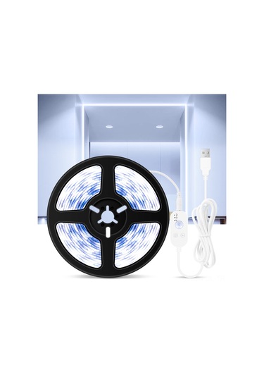 Padalink Usb Pır Hareket Sensörlü Işık Şeridi - 1m 6500k Soğuk Beyaz Ip65 Su Geçirmez Yumuşak Led Bandı Beyaz