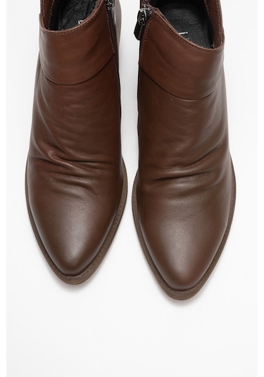 Rule Kahverengi Hakiki Deri Kadın Kalın Topuklu Bot kahverengi