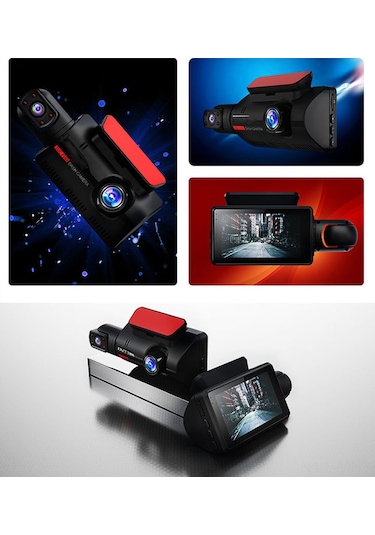 Monyee Araba İç Ve Ön Kameralı 1440p Full Hd Sürücü Kaydedici - 3.5 İnç Ekran, 170 Geniş Açı, Gölge Görüşü, Park Monitörü, Kütle Sensörü, Siyah