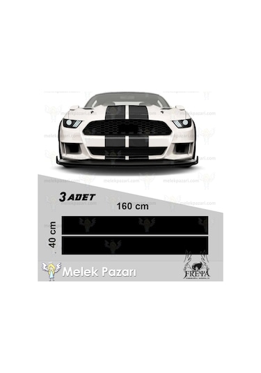 160 x 40cm-Şerit Araba Kaput Sticker, Yarış Şeridi Oto Sticker
