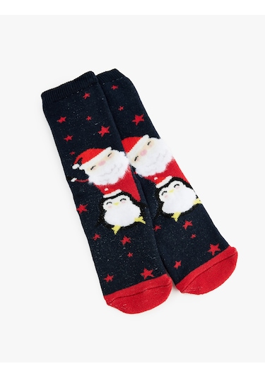 Koton Pamuklu Noel Baba Baskılı Yılbaşı Çorap Lacivert 6wkb80009aa Lacivert