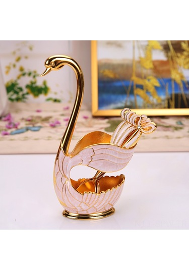 Maiyame Şık Kuğu Tasarımı Kahve Ve Meyve Kaşığı Seti - Dayanıklı Ve Pratik Ev Aksesuarı