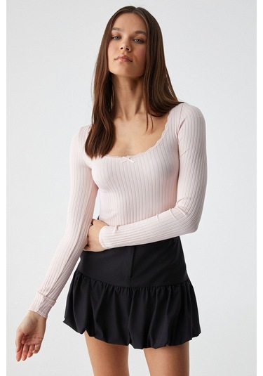 GRIMELANGE Youpes Kadın Regular Fit Fermuarlı Yüksek Bel Astarlı Kısa Siyah Etek Siyah