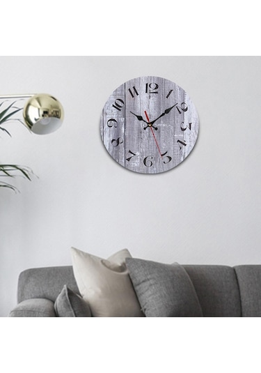 Suntek Banyo Dekorları Rustik Ahşap Modern Sessiz Duvar Saati Gri