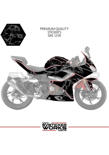Rks Srk 125r Kaplama Sticker Şimşek Yıldırım Motor Kaplama Modeli Hazır Kit Gri