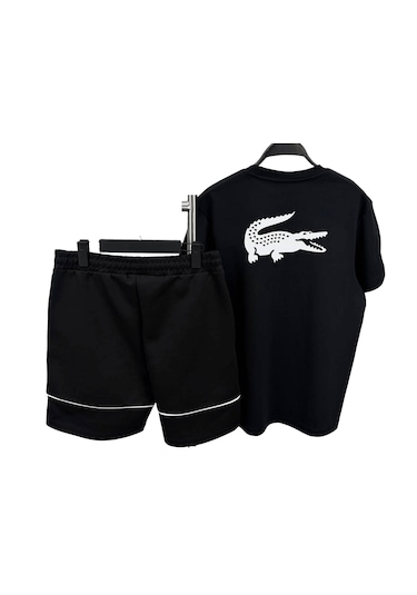Lacoste Yazlık Erkek 2"li Takım Şort T-shirt Siyah