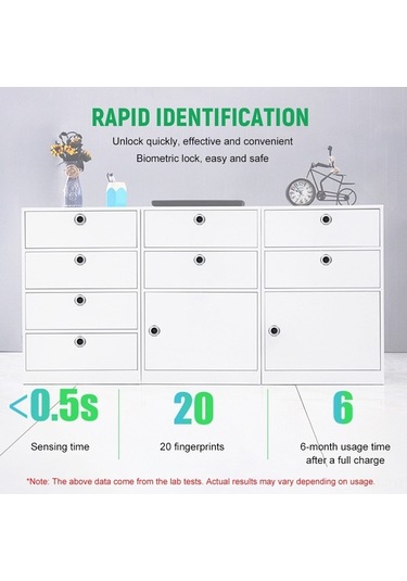 Createtech Akıllı Parmak İzi Kilidi - Şarj Edilebilir, Anahtarsız, Biyometrik Çekmece Ve Dolap Kilidi