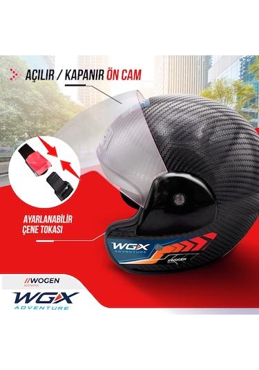 Wogen Karbon Yarım Kask Siyah