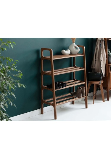 Woodesk Faro, Ahşap, Ayakkabılık Ve Raf Sistemi, Ceviz Renk Ceviz