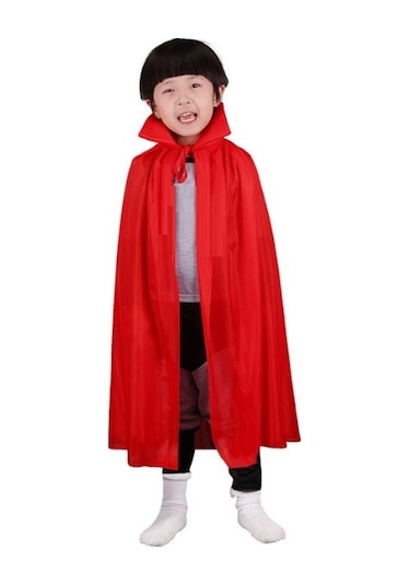 Kırmızı Renk Yakalı Pelerin Çocuk Boy 90 cm