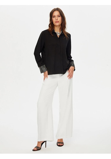 Faik Sönmez Kolları Boncuk Payet İşli Şık Kadın Gömlek W26gml011 Siyah