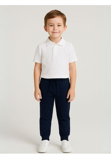 Çocuk Beli Paçası Lastikli Yumuşak Dokulu Okul Eşofman Altı-16088 Lacivert