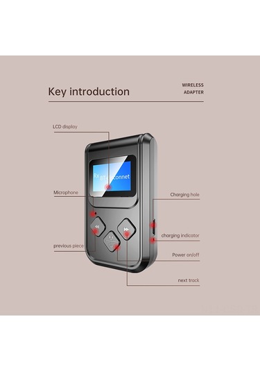 Samdoo T15 Bluetooth 5.0 Çift Fonksiyonlu Alıcı-verici, Lcd Ekranlı, Elle Tutulmadan Konuşma, Dahili Batarya, Siyah