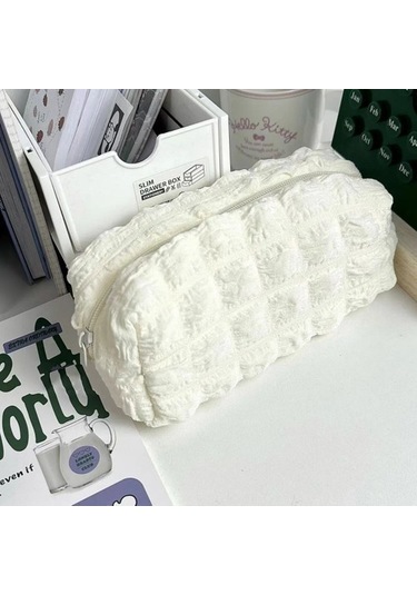 Romeo Mora Ins Tarzı Krem Puf Kalem Çantası, Yüksek Görünüm, Geniş Kapasite, Yumuşak Fufu, Basit, Leke Tutmaz Ve Dayanıklı Kırtasiye Çantası, Kalem Kutusu 0mfyc2 Toz Beyaz