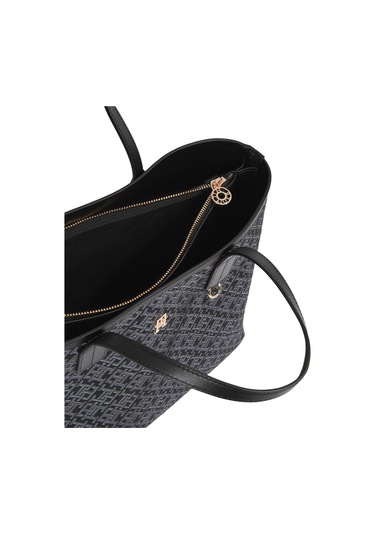 Th Icon Satchel Jacquard Kadın Siyah Çanta-10333 Black