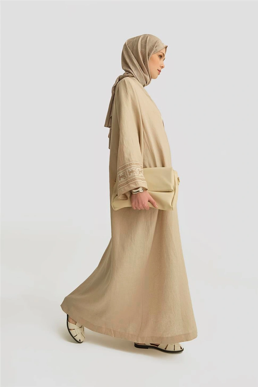 Armine Nakış Detaylı Abaya 25yd4239 Bej Bej