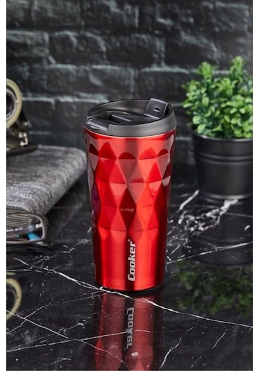 Cooker Prizma 350 ML Çelik Mug Termos Kırmızı Ckr2048