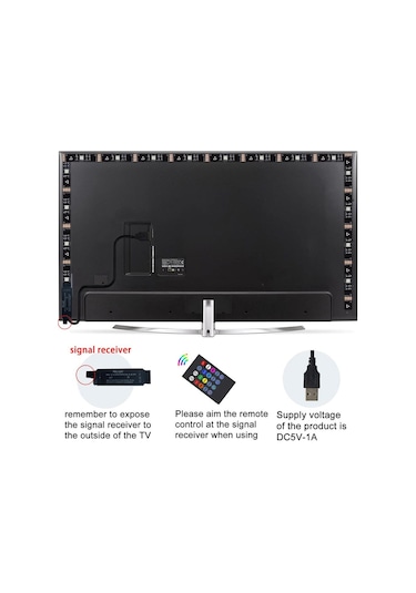 Tv Arka Işık Müzik Senkronizasyonu Usb İle Güçlendirilmiş Rgb 5050 Led Şerit Işığı, 15 - 80 İnç Tv Ayna Pc İçin 3m