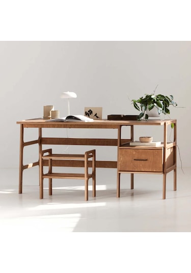 Woodesk Nordik Ahşap Çalışma Masası 180x60 Tik Renk Cpt4629-180 Teak