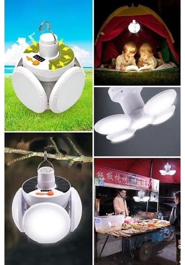 5 Led'li 3 Farklı Işık Modlu Açılıp Kapanabilir Led Kanatlı Güneş Enerjili Solar Aydınlatma Asılabilir Kamp Feneri
