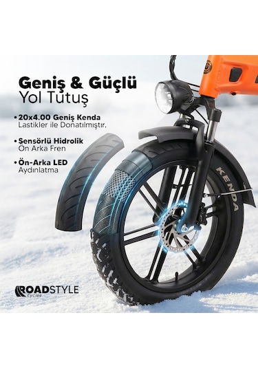 Stradacycles E-monster 20 Jant Katlanabilir Yüksek Torklu Elektrikli Bisiklet Gri