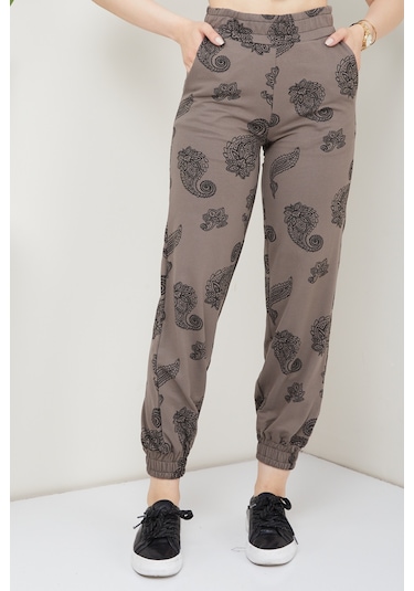 Banadamoda Vizon Siyah Etnik Desenli Dar Paçalı Jogger Pantolon Siyah - Vizon Banadamoda Vizon Siyah Etnik Desenli Dar Paçalı Jogger Pantolon Siyah - Vizon
