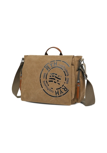 Çok Bölmeli Şık Kanvas Omuz Çantası Mh3323 Kahverengi