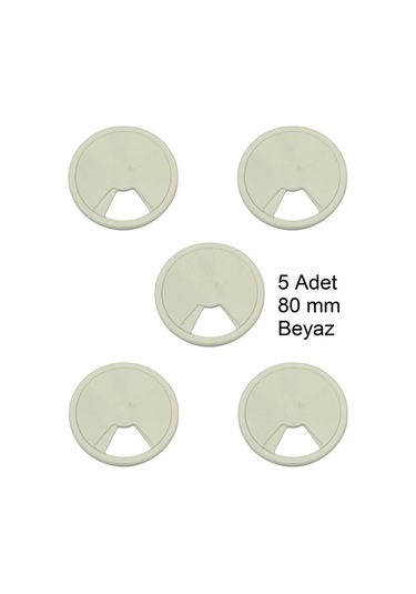 Masa Üstü Kablo Kanalı Deliği Kapağı Beyaz Masa Kapağı 8 Cm 5 Adet