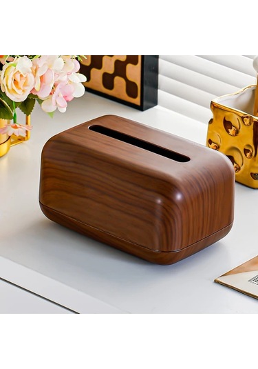Tongdashop Koyu Ceviz Renkli, Modern Minimalist Dikdörtgen Mendillik, Masalar İçin Dekoratif Ahşap Saklama Kutusu Koyu Ceviz