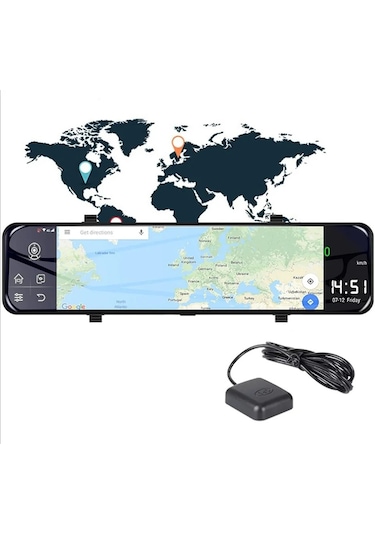 Wevolt 4g Hb-20-3 64 Gb 12 İnç Dokunmatik Ayna Kamera Android Uzaktan İzlemeli 1080p Ön Arka Araç Kamera.