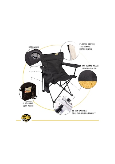 Funky Chairs V2 Siyah Kamp Sandalyesi XL Siyah