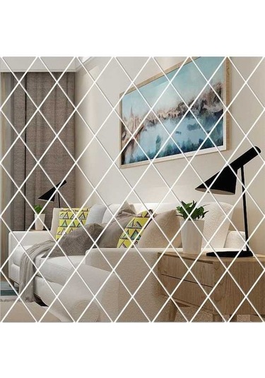 Novahub Altın Gümüş Dörtgen Akrilik Ayna Çıkartmalar Eşkenar Dikişli Arka Plan Akrilik Ayna Dekoratif Çıkartmalar Diğer