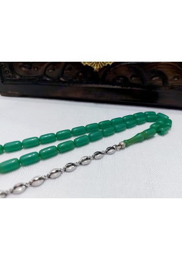 Sinan Songül Usta İmzalı Yeşil Renk Sıkma Kehsibar Tesbih... Ölçü