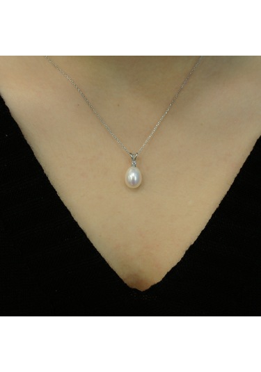 Lova Pırlantalı Drop Inci Kolye - 2040023