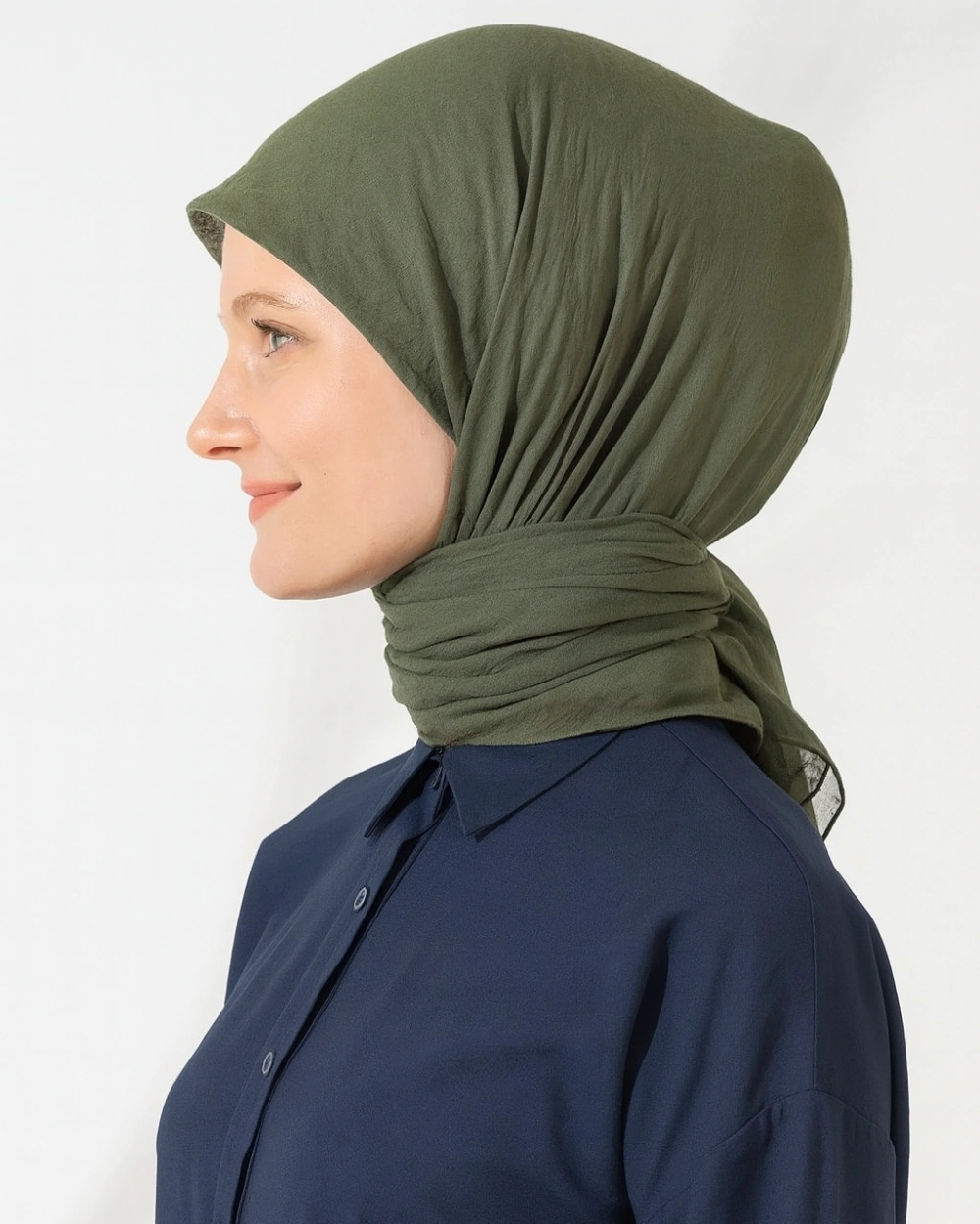 Konfor Eşarp 195x85 Cm 4 Mevsim Kullanım Terletmez, Kaymaz, Pamuk Polyester Karışımlı Rahat Eşarp Haki