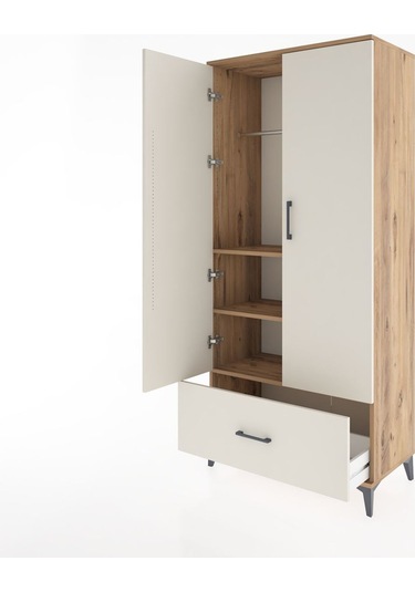 Hyperion Dolap 3 Raflı Tek Çekmeceli Tek Askılı 88x44x195 Çam... Çam