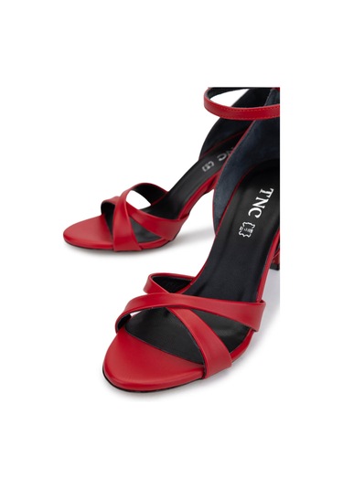 Tamer Tanca Kadın Vegan Kırmızı Topuklu Ayakkabı 886 2006 Bn Ayk Y25 Kırmızı Kırmızı